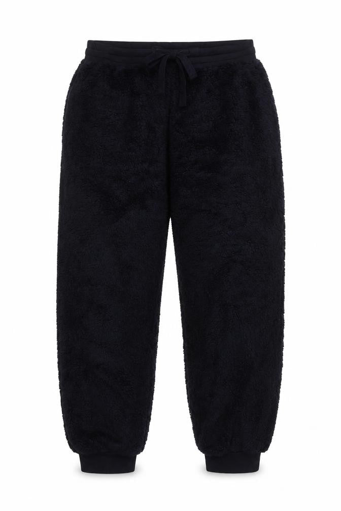 Next Women Blue L Teddy Fleece Jogger Trousers Drawstring Regular