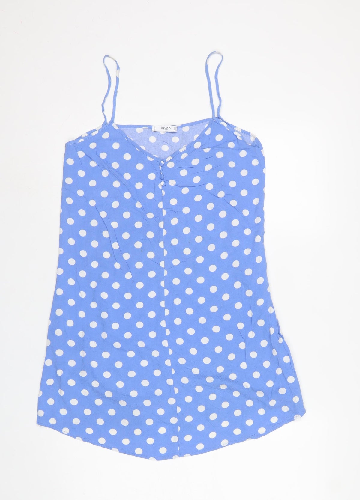 Mango Women Blue Polka Dot Size M A-Line Strappy Mini Dress