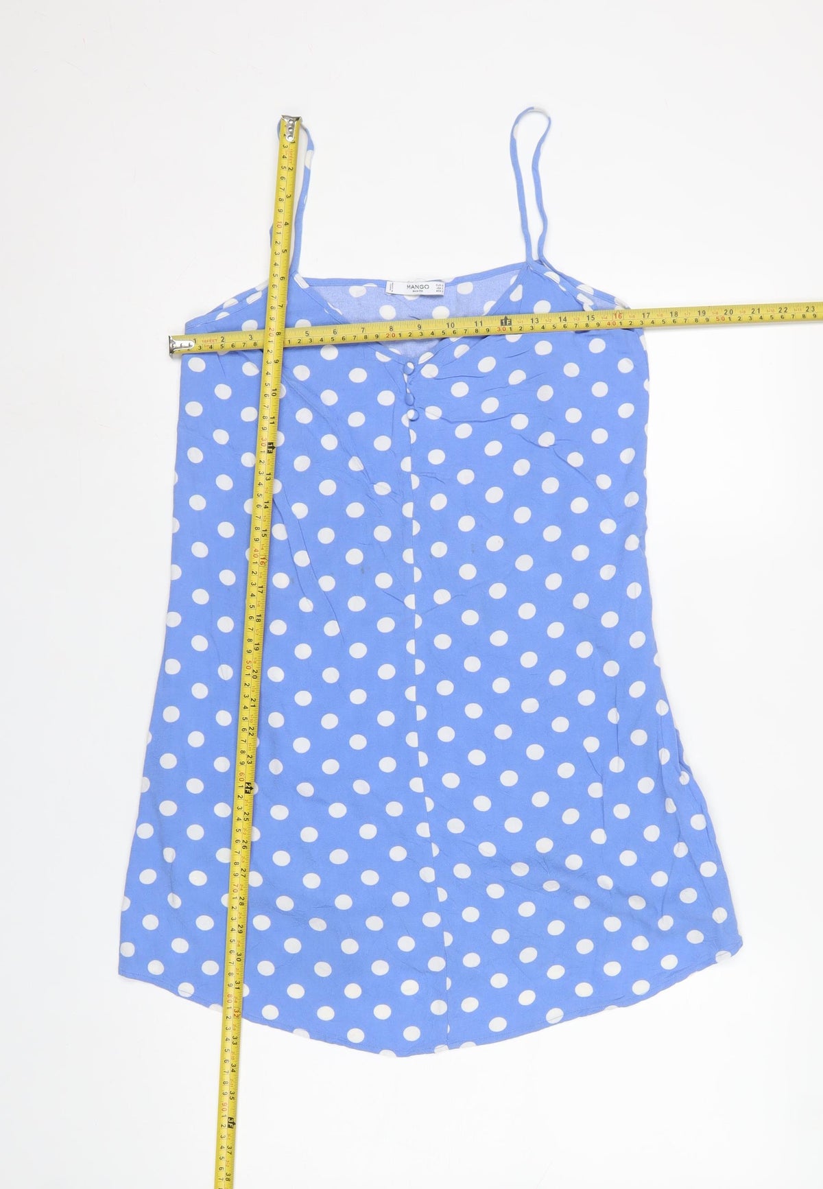 Mango Women Blue Polka Dot Size M A-Line Strappy Mini Dress