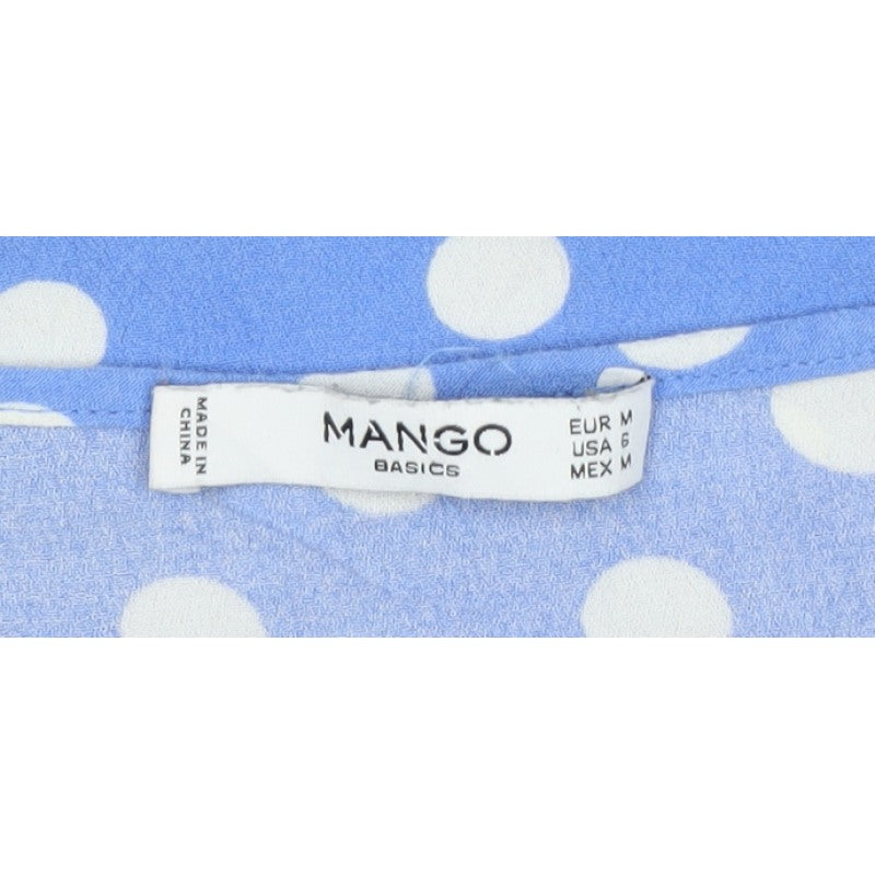 Mango Women Blue Polka Dot Size M A-Line Strappy Mini Dress