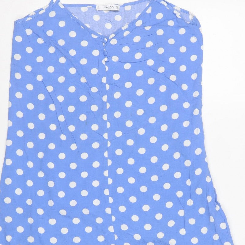 Mango Women Blue Polka Dot Size M A-Line Strappy Mini Dress
