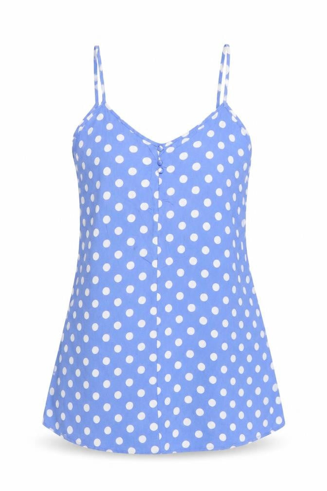 Mango Women Blue Polka Dot Size M A-Line Strappy Mini Dress