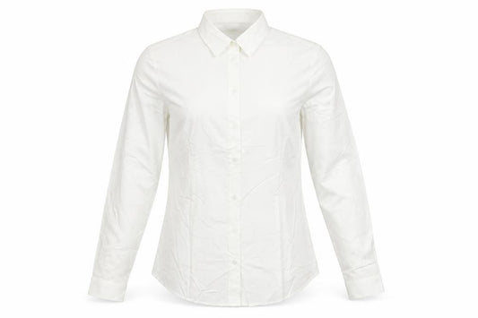 Burberry London Women Ivory UK 6 Slim Cotton Stretch Button-Up Shirt