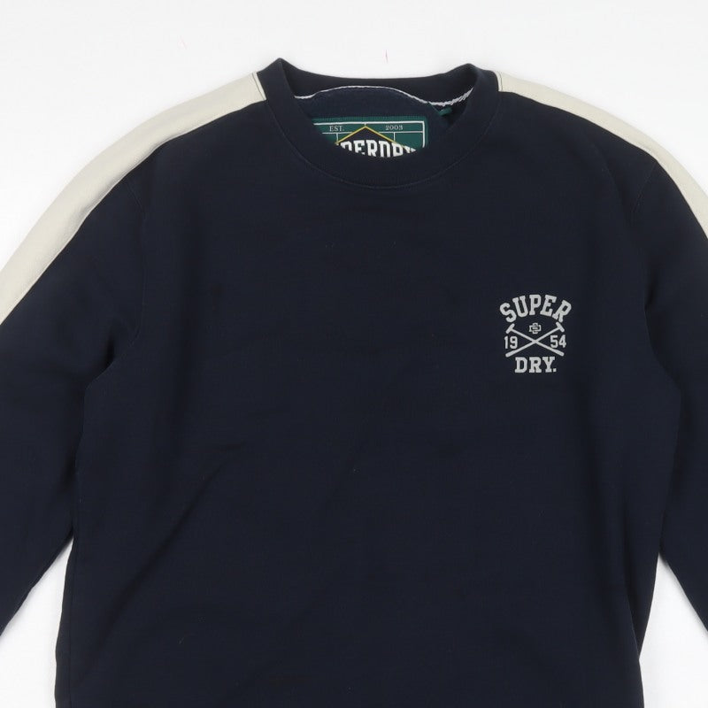 Superdry Men’s Blue S Pullover Crew Neck Logo Sweatshirt
