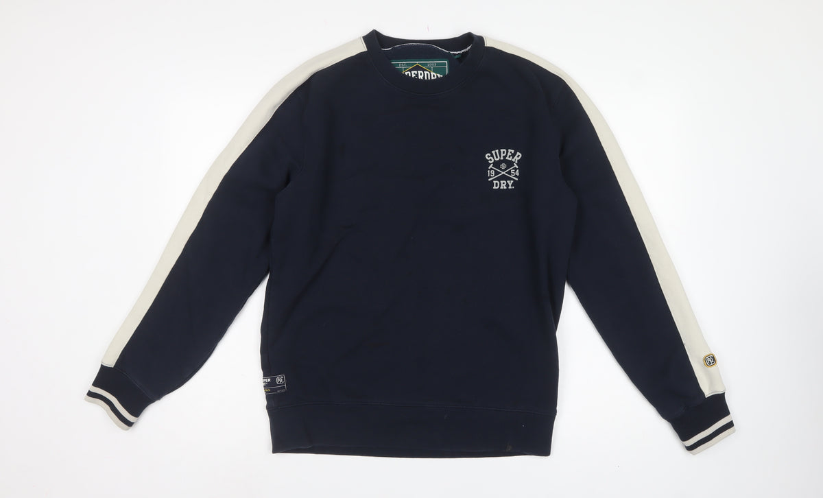 Superdry Men’s Blue S Pullover Crew Neck Logo Sweatshirt