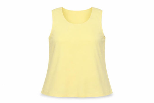 M&S Women Yellow Large Basic Scoop Neck Knit Tank Top