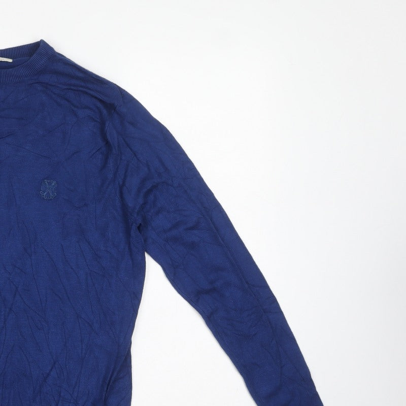 Christian Lacroix Men’s Blue M Crew Neck Logo Knit Pullover Jumper