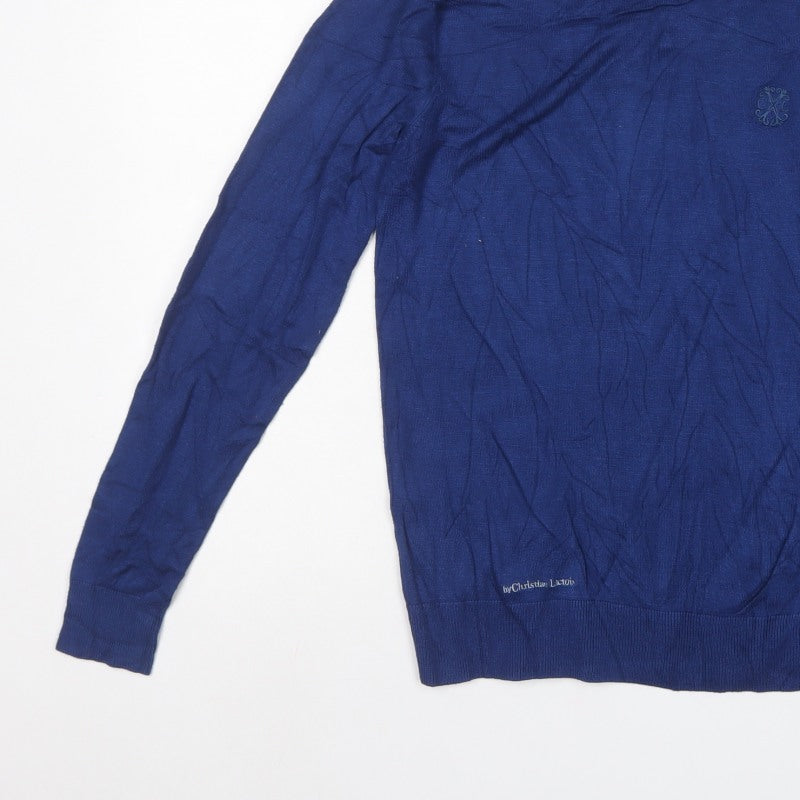 Christian Lacroix Men’s Blue M Crew Neck Logo Knit Pullover Jumper