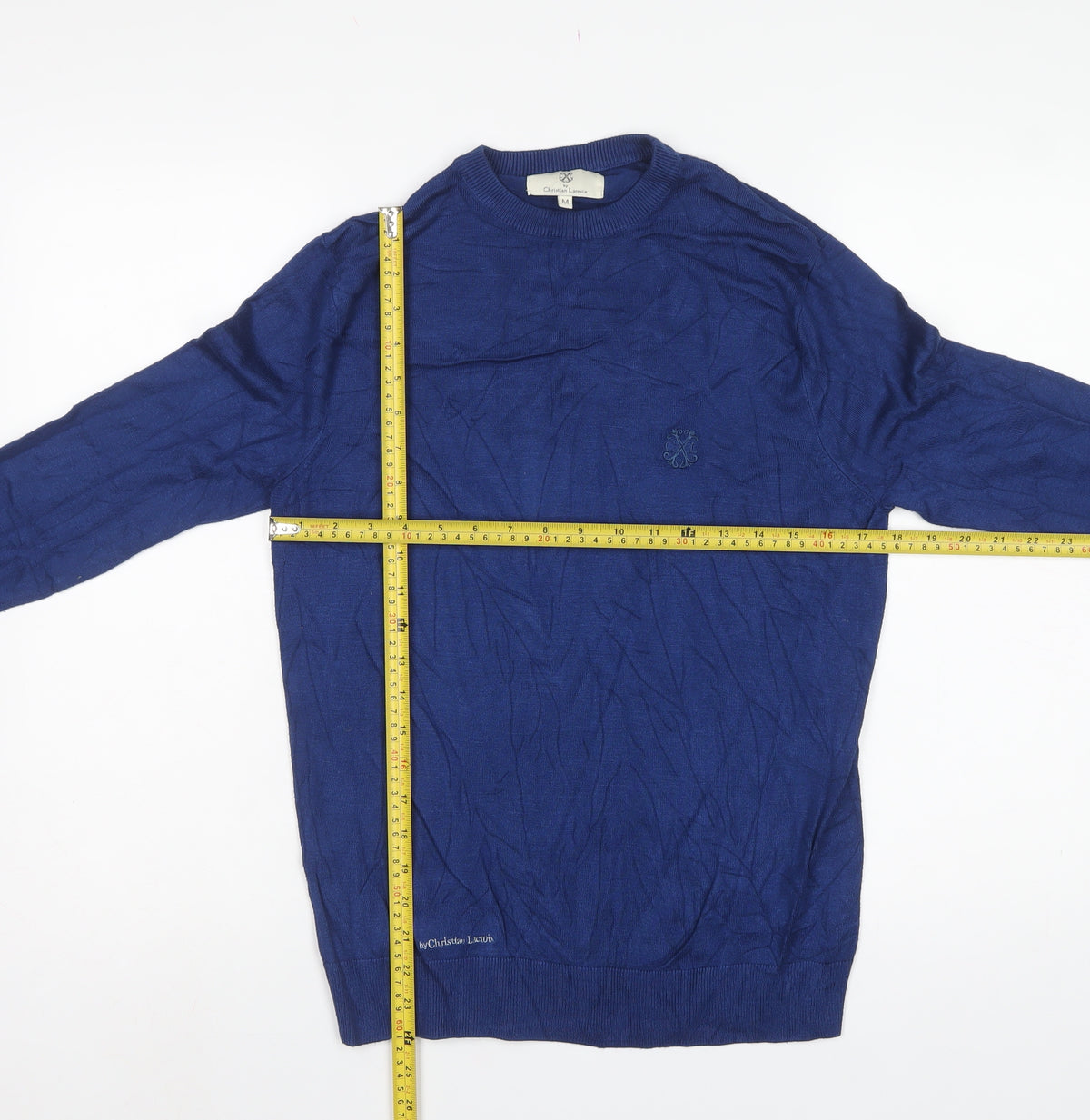 Christian Lacroix Men’s Blue M Crew Neck Logo Knit Pullover Jumper