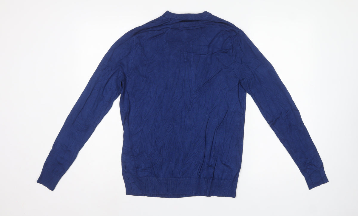 Christian Lacroix Men’s Blue M Crew Neck Logo Knit Pullover Jumper