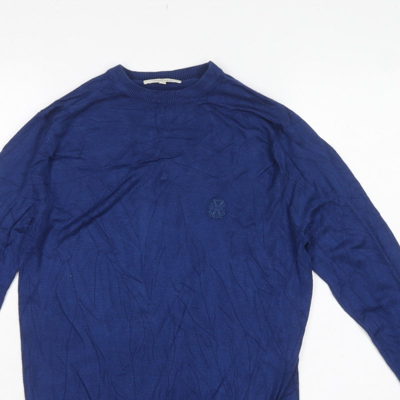 Christian Lacroix Men’s Blue M Crew Neck Logo Knit Pullover Jumper