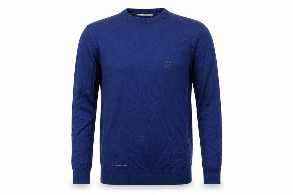 Christian Lacroix Men’s Blue M Crew Neck Logo Knit Pullover Jumper