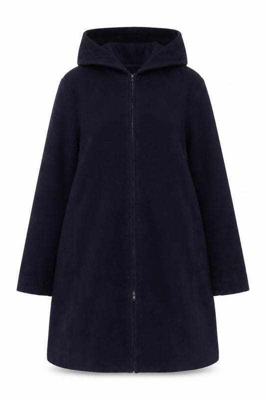Jantique Women’s Blue XL Long Hooded Zip Overcoat