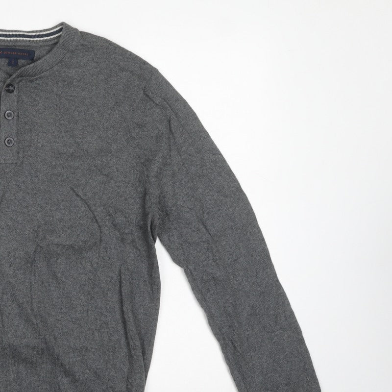 Denver Hayes Men Grey M Cotton Henley Button Knit Jumper