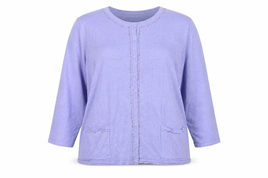 Bonmarché Women Purple XL Rhinestone Button 3/4 Sleeve Cardigan