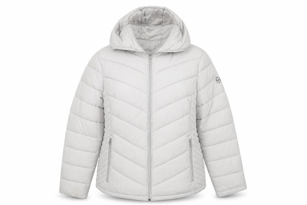 Michael Michael Kors Women Grey XL Hooded Packable Puffer Jacket