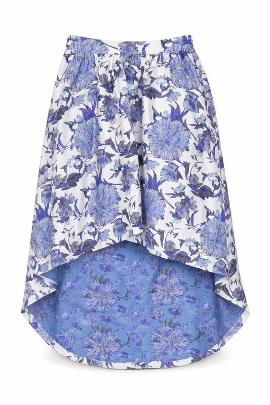 ASOS Women Blue Floral High Low Midi A-Line Skirt UK 8