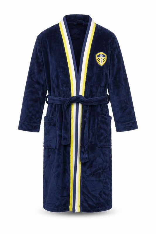 Leeds United Boys Blue Fleece Robe 9-10 Years Belted Football Nightwear