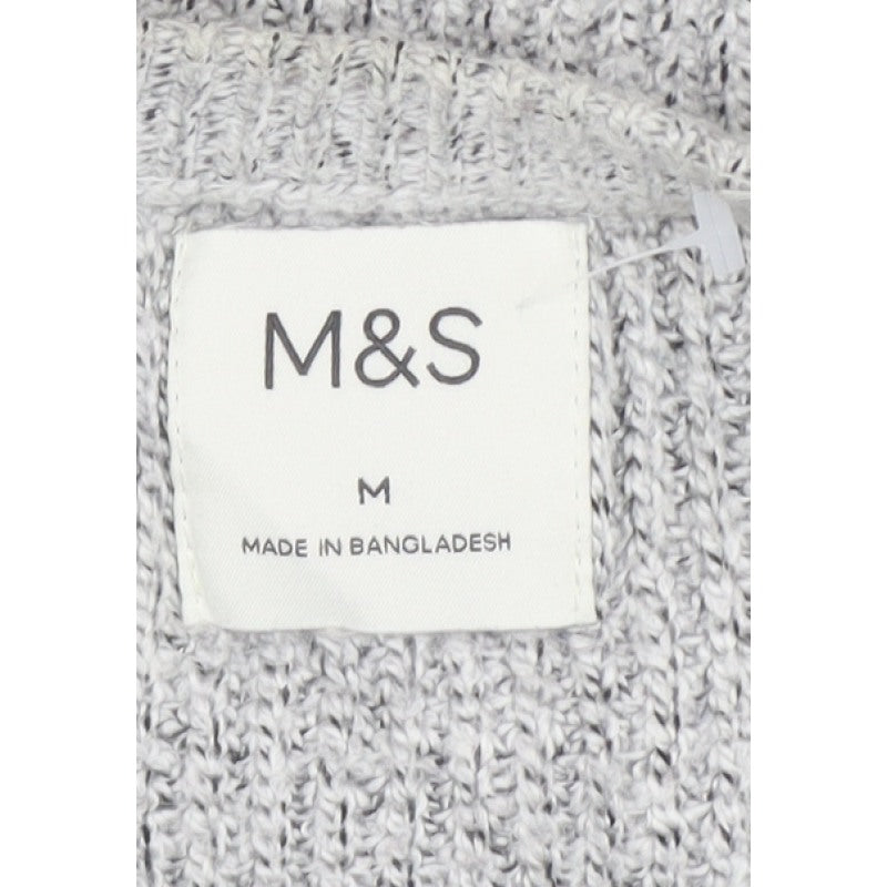 Marks and Spencer Men Grey M Ribbed Knit Crew Neck Pullover Jumper