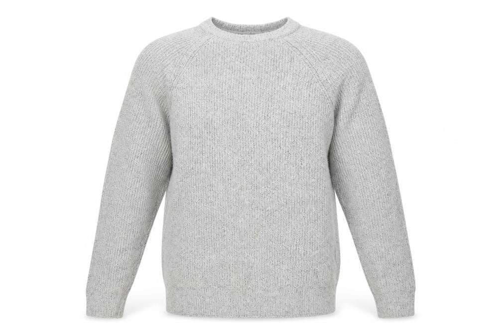 Marks and Spencer Men Grey M Ribbed Knit Crew Neck Pullover Jumper