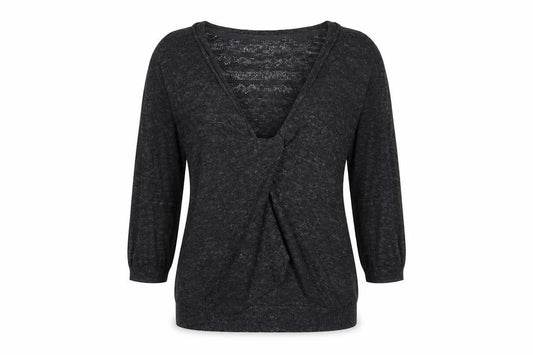 FatFace Women’s Black Size 12 V-Neck Twist Front Knit Jumper