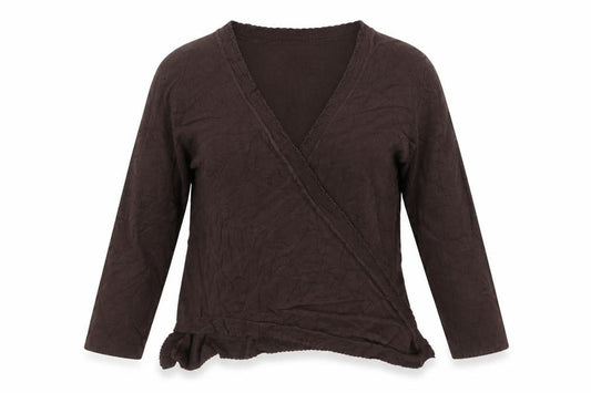 Wallis Women’s Brown Wrap Jumper UK 14 V-Neck Long Sleeve Knit