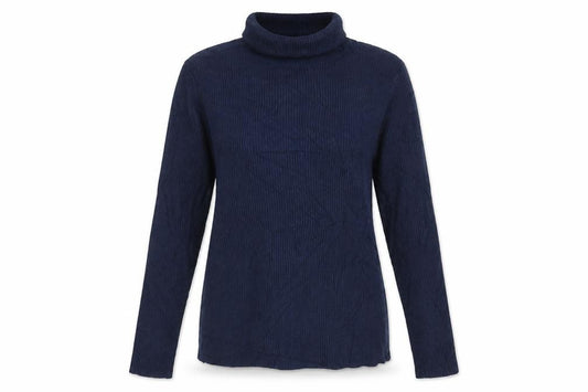 Marks and Spencer Women's Blue UK 12 Ribbed Roll Neck Pullover Jumper