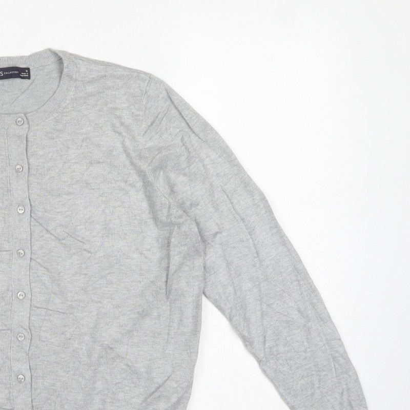 Marks & Spencer Women Grey Size 18 Fine Knit Button Cardigan