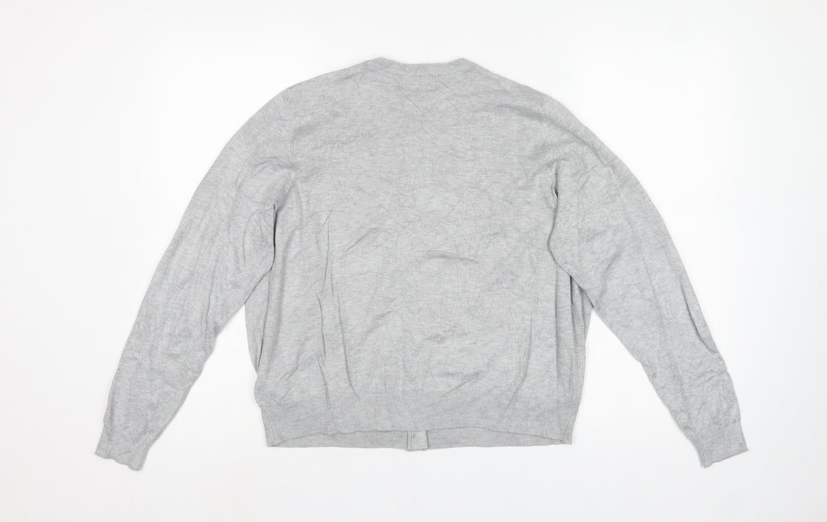 Marks & Spencer Women Grey Size 18 Fine Knit Button Cardigan
