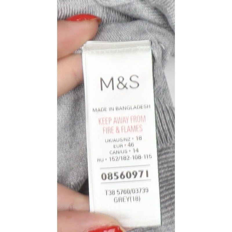 Marks & Spencer Women Grey Size 18 Fine Knit Button Cardigan
