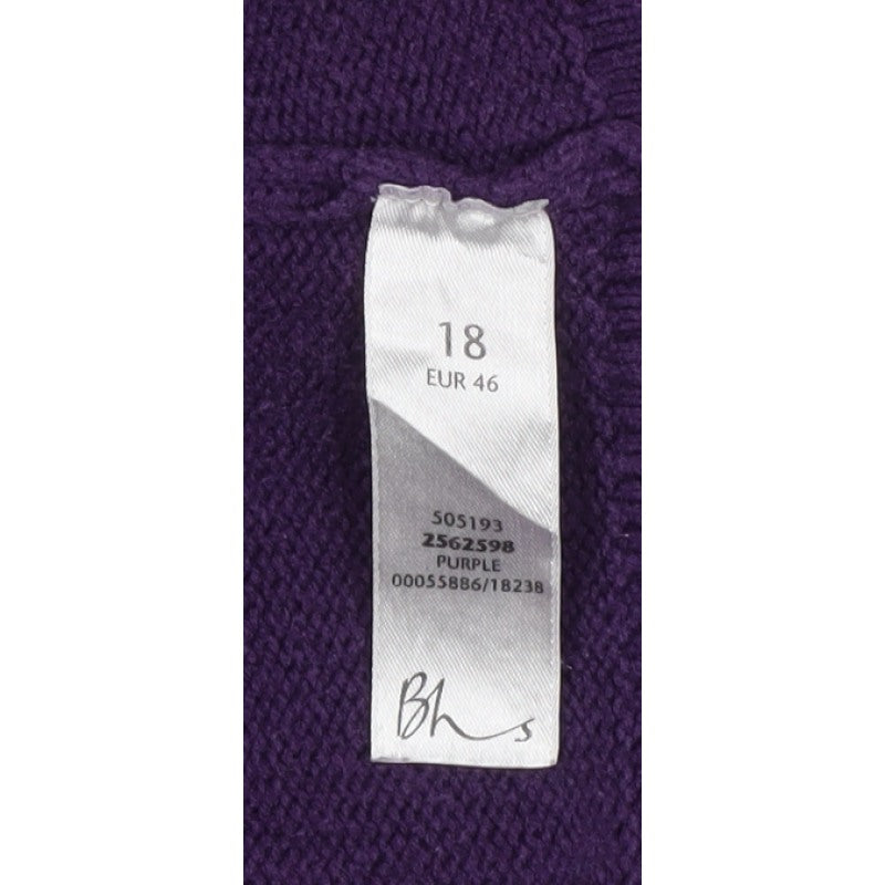 Bhs Women's Purple Size 18 Open Front Cotton Knit Cardigan Pockets