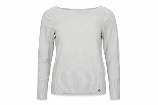 River Island Women Grey Size 12 Boat Neck Ribbed Hem Knit Jumper