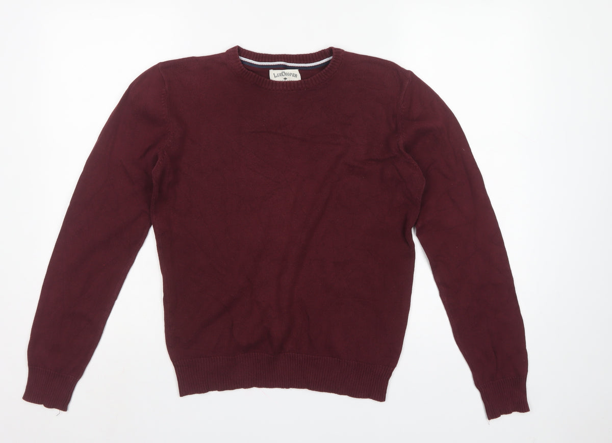 Lee Cooper Men’s Red S Cotton Crew Neck Knit Pullover Jumper