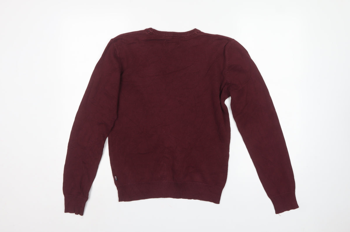 Lee Cooper Men’s Red S Cotton Crew Neck Knit Pullover Jumper