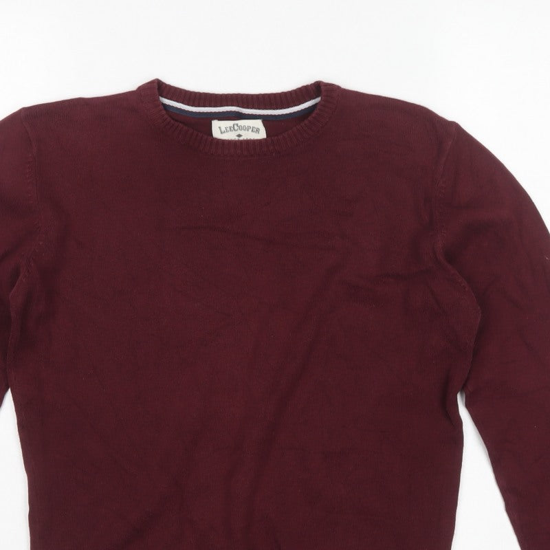 Lee Cooper Men’s Red S Cotton Crew Neck Knit Pullover Jumper