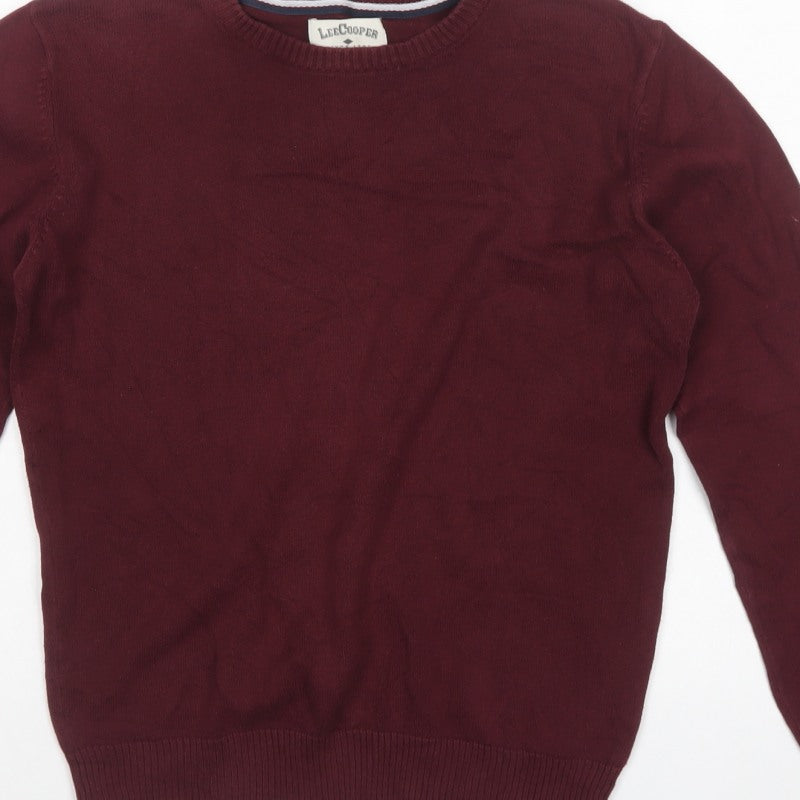 Lee Cooper Men’s Red S Cotton Crew Neck Knit Pullover Jumper