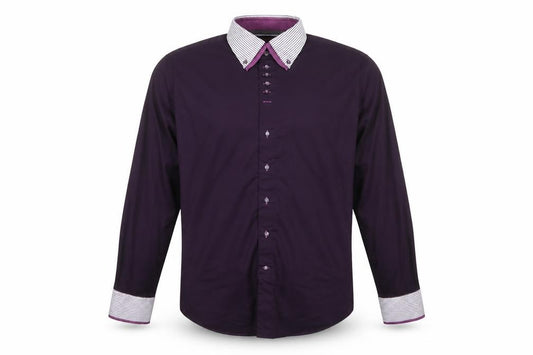 7 Camicie Men’s Purple 4XL Cotton Button-Down Long Sleeve Shirt