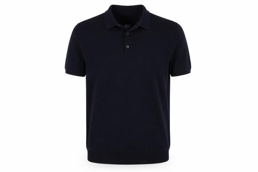Autograph Mens Black L Silk Cotton Short Sleeve Knit Polo Shirt