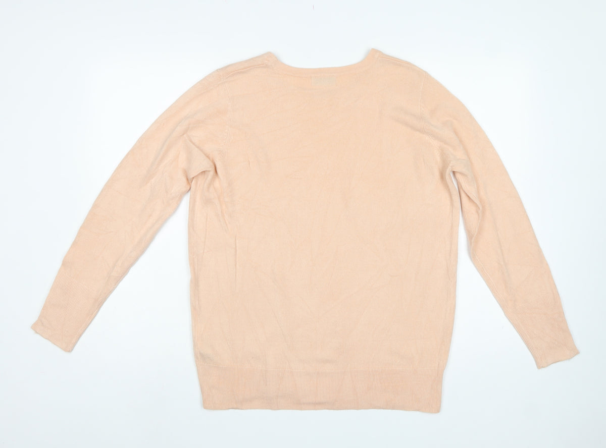 JD Williams Women Beige Size 12 Tunic Jumper Round Neck Buttons