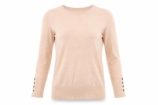 JD Williams Women Beige Size 12 Tunic Jumper Round Neck Buttons