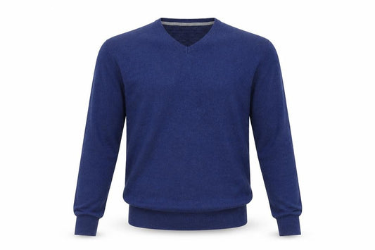 Jeff Banks Men’s Blue Cotton Cashmere V-Neck Pullover Jumper L