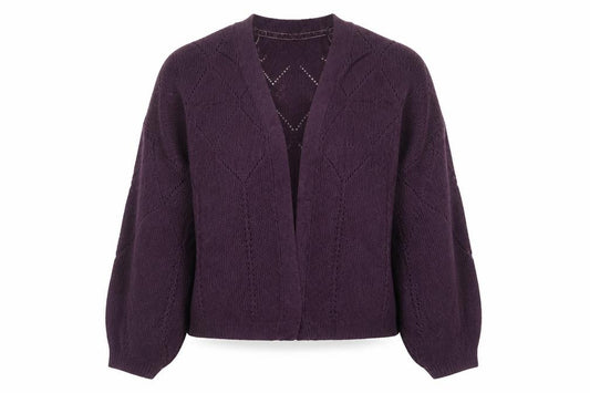 Fat Face Women’s Purple UK 10 Open Knit V-Neck Cardigan
