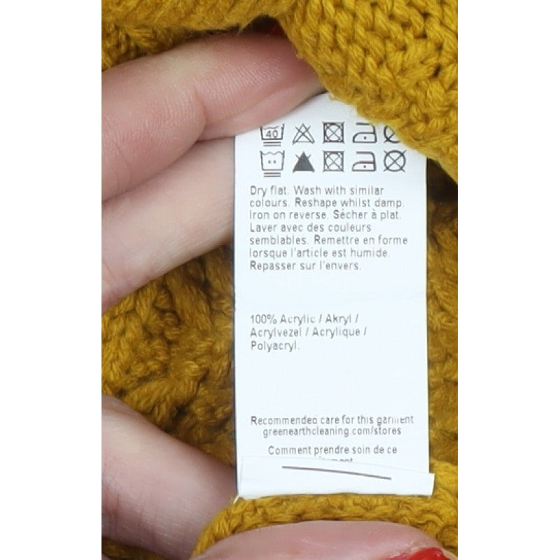 River Island Men’s Yellow XL Cable-Knit Crew Neck Pullover Jumper