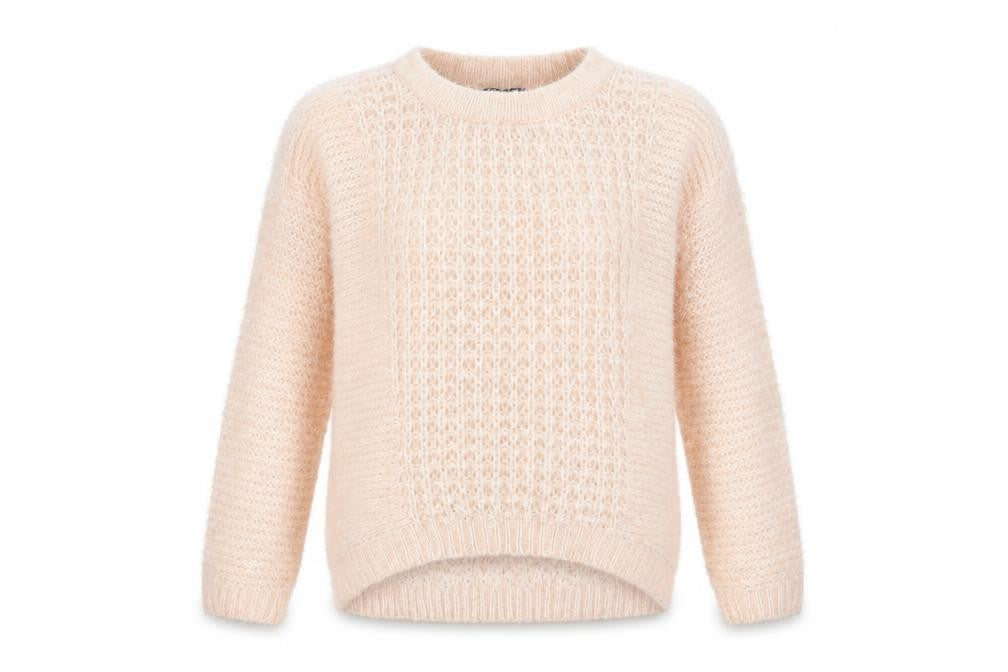 New Look Women Pink UK 8 Fluffy Open-Knit Crew Neck Pullover Jumper