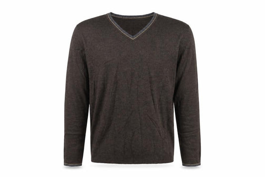 Zara Men’s Brown V-Neck Wool Blend Knit Pullover Jumper Size M