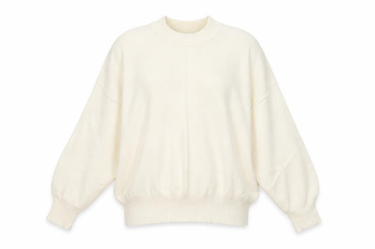 Zara Women Ivory S Mock Neck Balloon Sleeve Knit Jumper