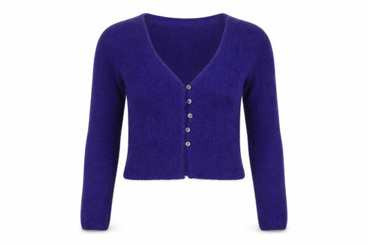 Zara Women Purple S V-Neck Button Knit Cardigan Long Sleeve