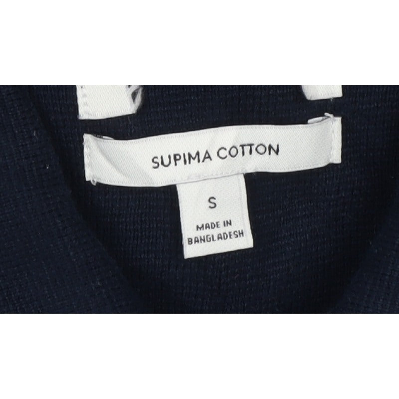 Marks and Spencer Men’s Blue Supima Cotton S Half Zip Collared Jumper