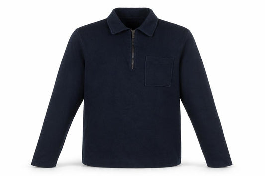 Marks and Spencer Men’s Blue Supima Cotton S Half Zip Collared Jumper