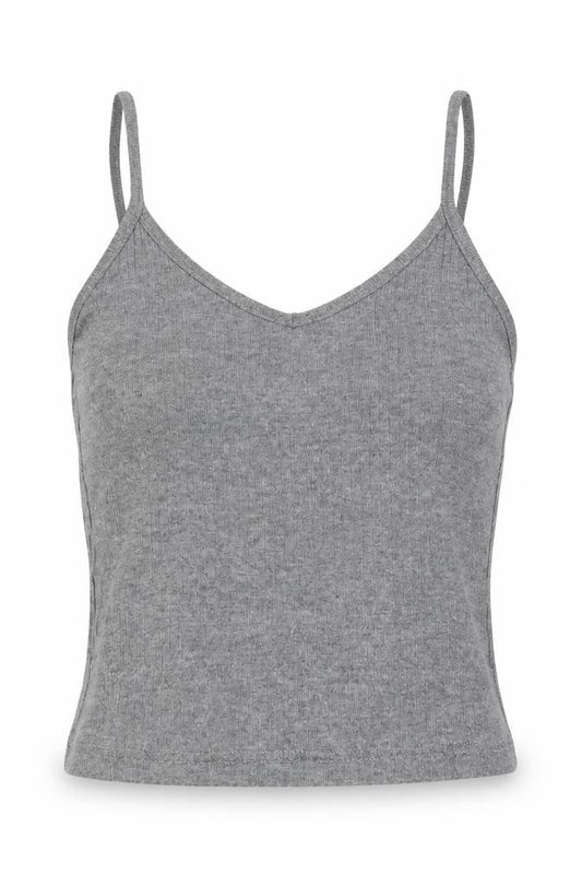 Topshop Women Grey Ribbed Camisole Tank Top UK 6 Spaghetti Strap